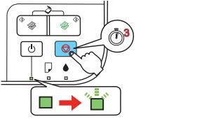 Держите нажатой кнопку Cancel Reset в течение 3 сек