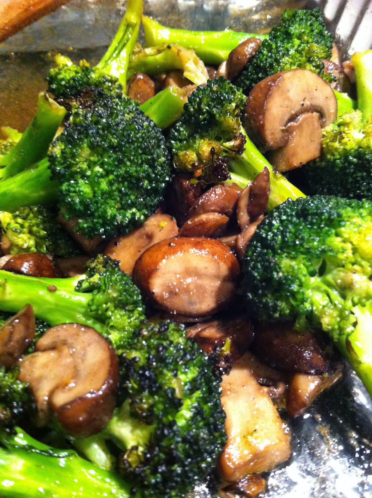 Katie Cooks Dinner ROASTED BROCCOLI WITH MUSHROOMS