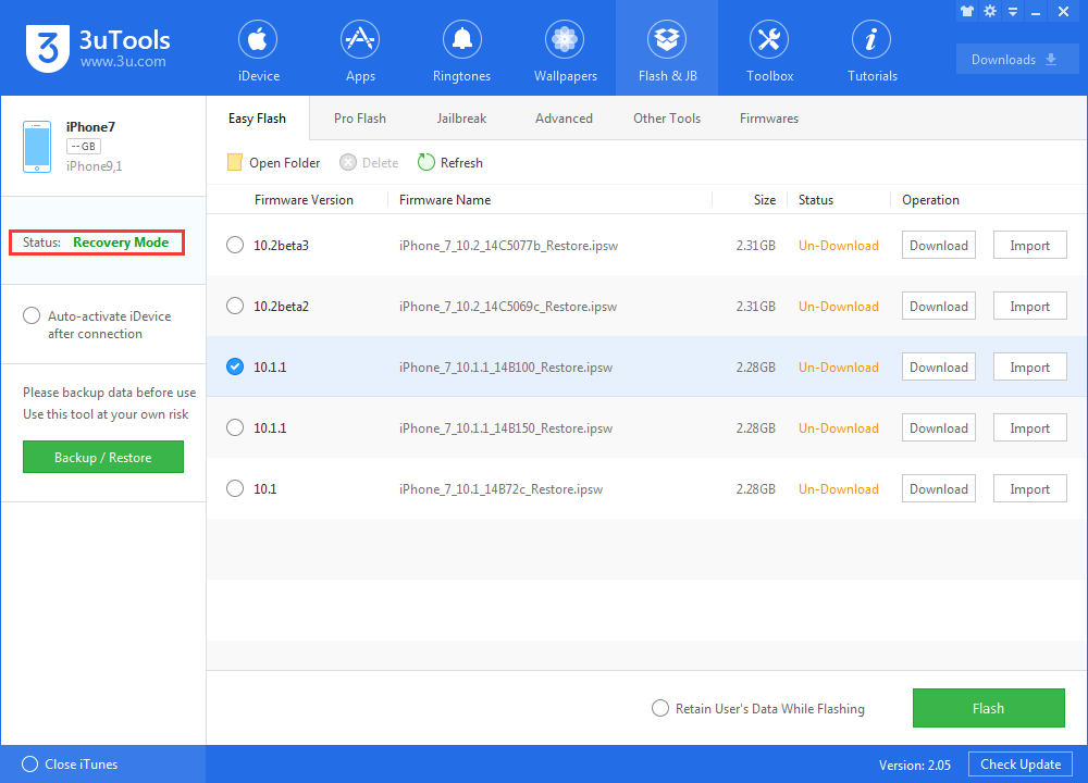 3utools ios flash and jailbreak tool