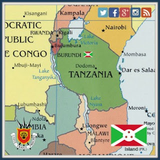 Burundian flag on the map of Burundi