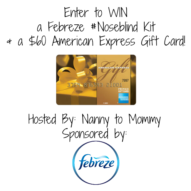 Enter to #WIN a Febreze #Noseblind Kit PLUS a $60 American Express Gift Card! #Giveaway ends 8/8