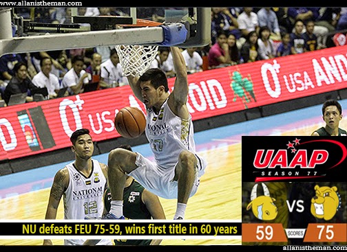 UAAP 77: NU defeats FEU 75-59, wins first title in 60 years