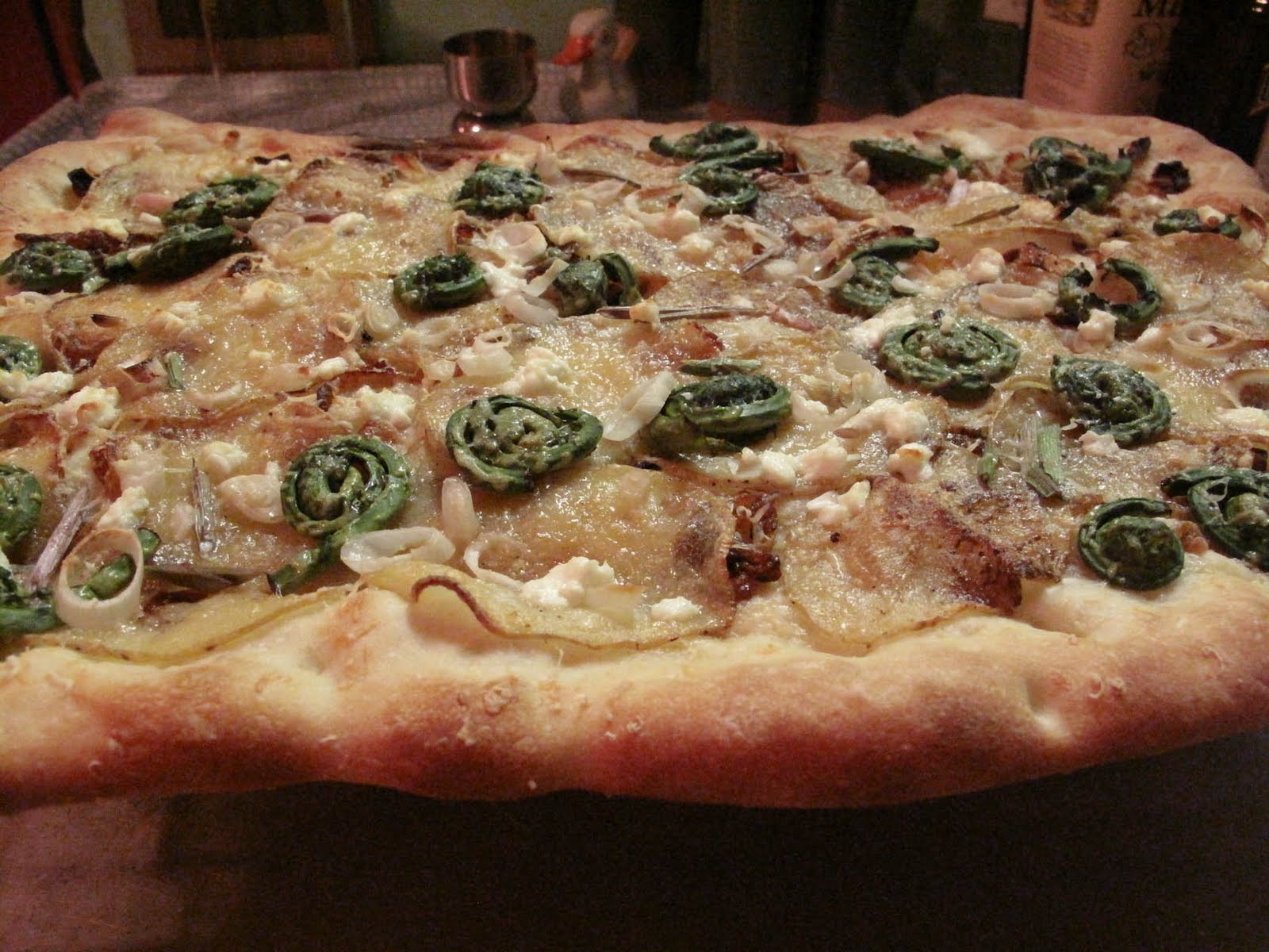 Oh Eat Dirt Fiddlehead, Potato, and Ramp Pizza