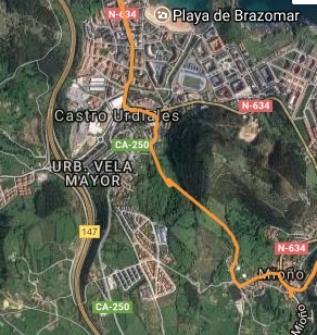 Mapa del track de Wikiloc por el túnel de Valverde. Castrourdiales