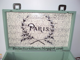 Eclectic Red Barn:  Wine box with Paris graphic overlay