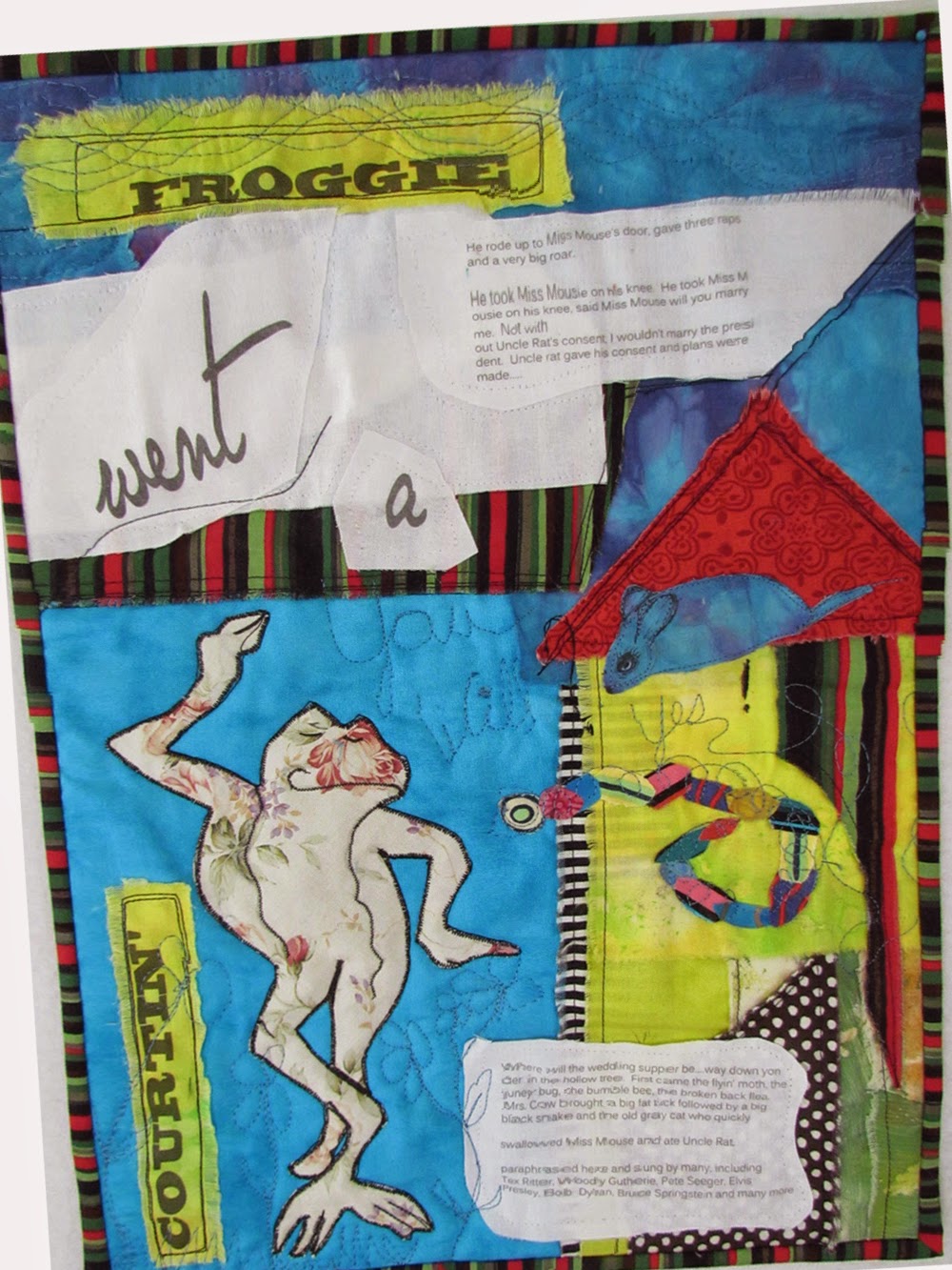 "Froggy Went A Courtin' " an art quilt by Marty Mason 