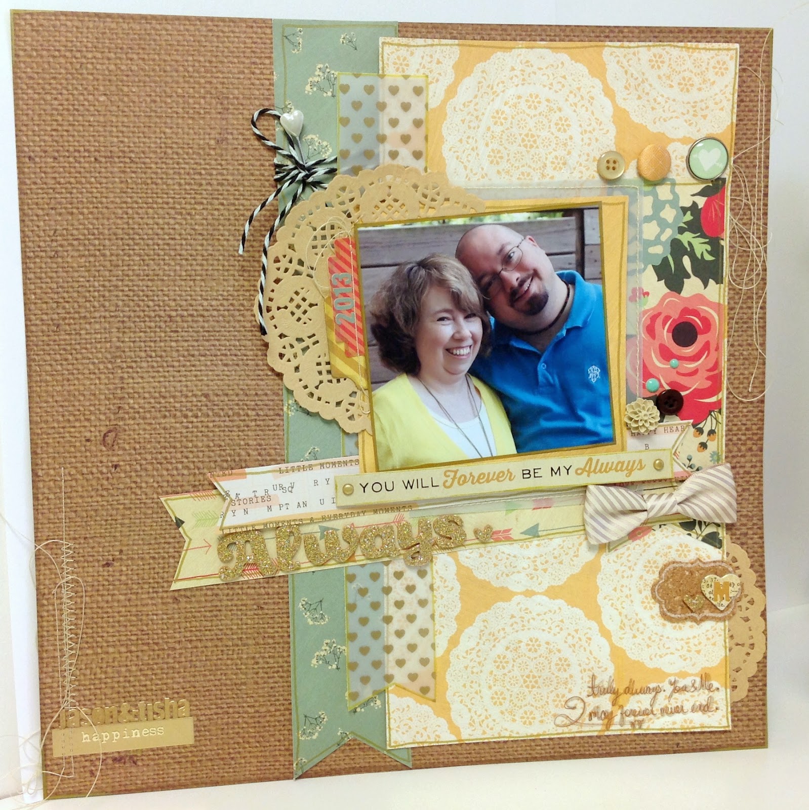 Tisha's Scrappy Heart Fancy Pants DesignsBurlap & Bouquets Layout