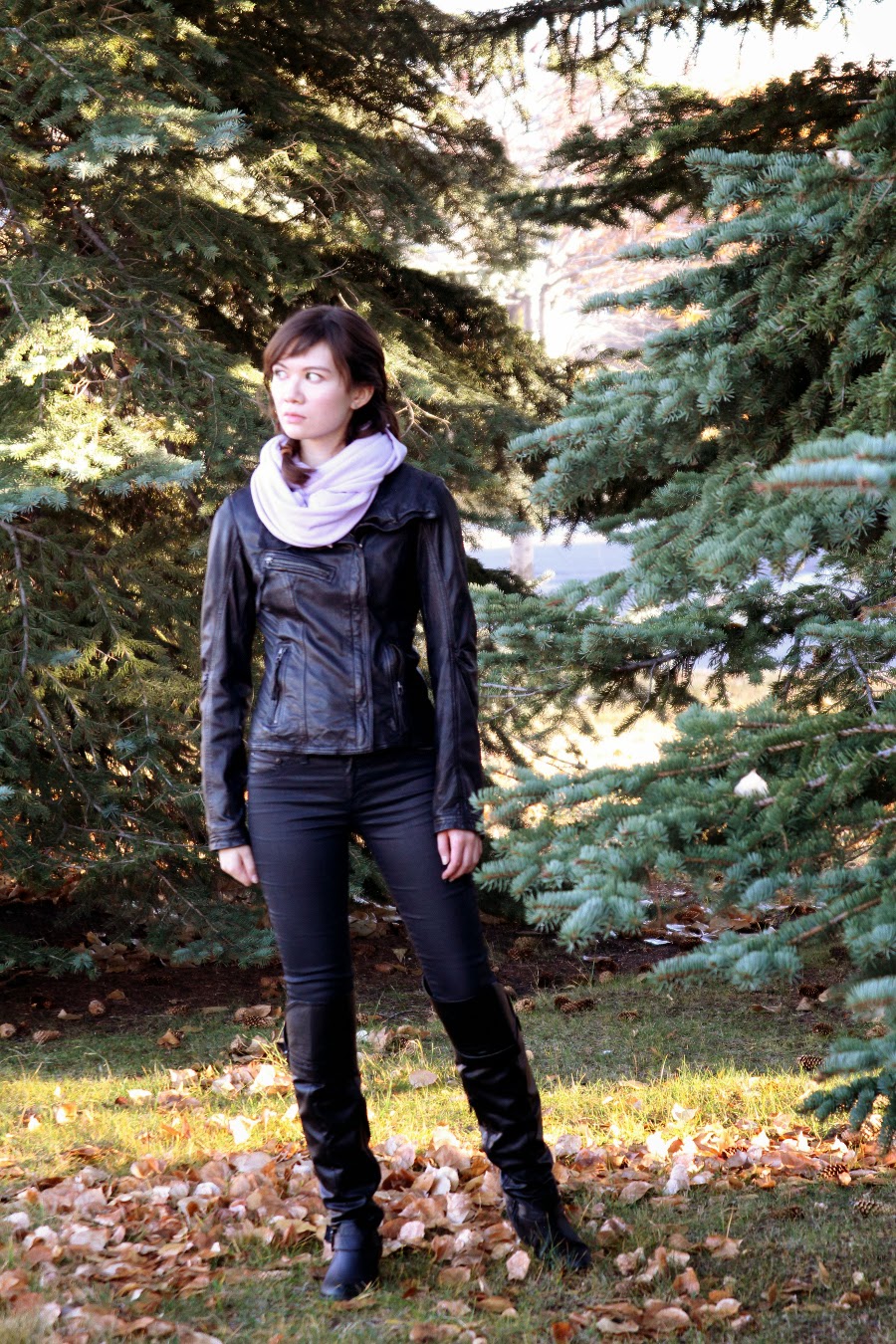 Katnis Everdeen Inspired Costume, Hunger Games, halloween, Danier, leather jacket, american apparel, Rag & Bone, circle scarf