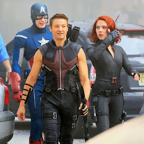 Evans, Johansson and Renner in The Avengers 2012 movieloversreviews.filminspector.com