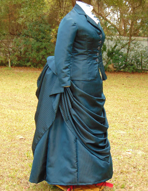 The Antique Sewist: 1885 Blue & Black Stripe Suit