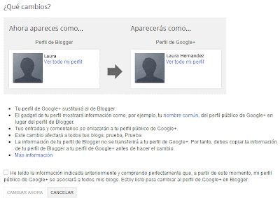 Cambiar perfil de Blogger por perfil de Google+