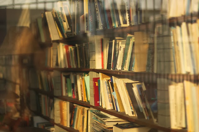 Fotografija police sa knjigama