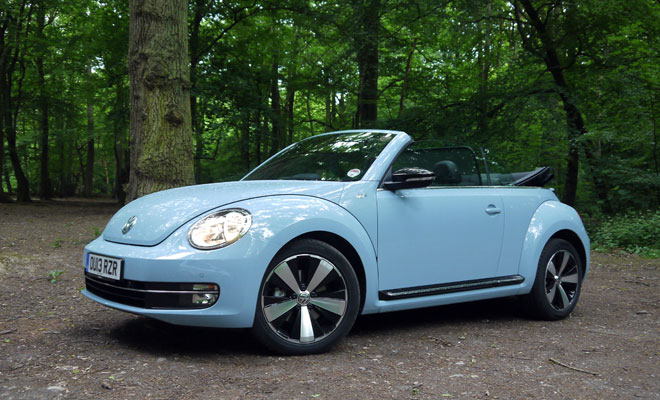 2013 VW Beetle Cabriolet front view, hood open