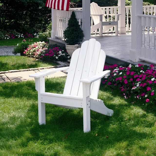 Elegant Theme in House by Using White Plastic Adirondack Chairs