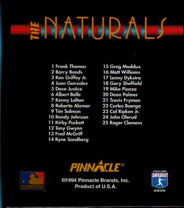 1994 pinnacle the naturals set