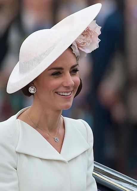 Kate Middleton, Prince William, Prince Harry, Catherine, Duchess of Cambridge at Trooping The Colour 2016 ceremony. Kate Middleton wore coat dress