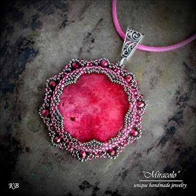 wisior z rodochrozytem, rhodochrosite pendant