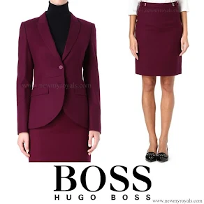 Queen Letizia wore Hugo Boss Jamayla Blazer and Valessima Skirt