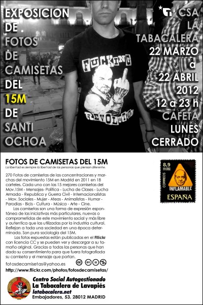 Exposición de fotos de camisetas del 15 M en la tabacalera