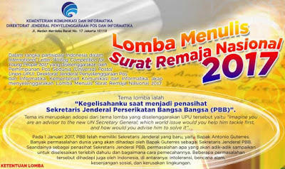 Lomba Menulis Surat Remaja Nasional 2017