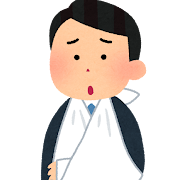 労働災害にあった男性会社員のイラスト（三角巾）