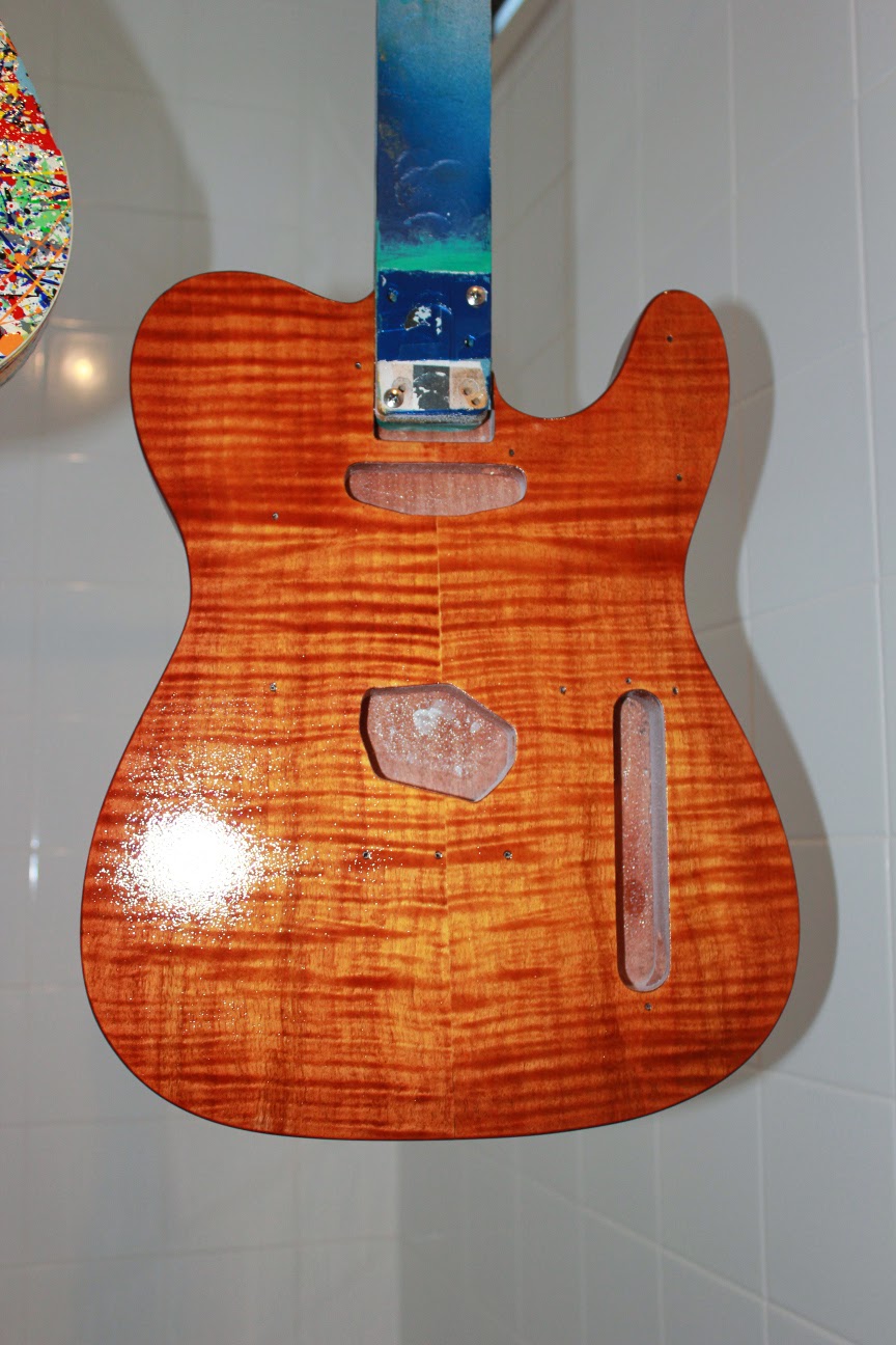 Guitar Kit Builder Flamed Telecaster Spraying Acrylic Clear Coats