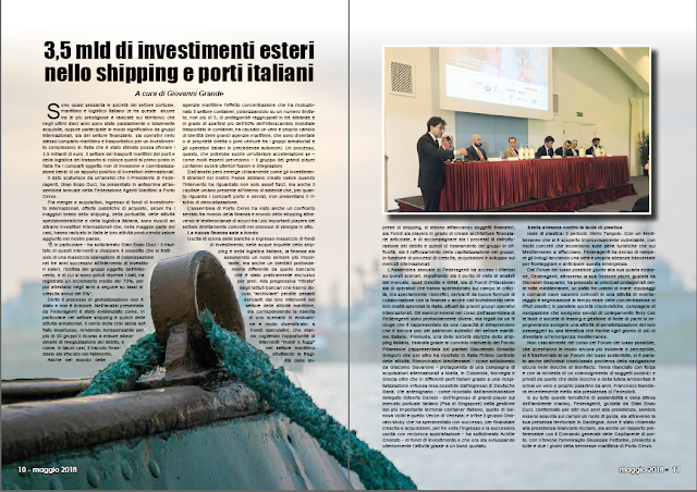 MAGGIO 2018 PAG 10 - 3,5 mld di investimenti esteri nello shipping e porti italiani
