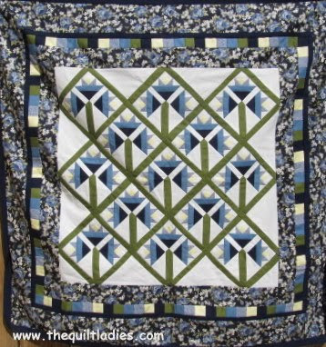 Blue and White Flowered Quilt Top Blue and White Flowered Quilt