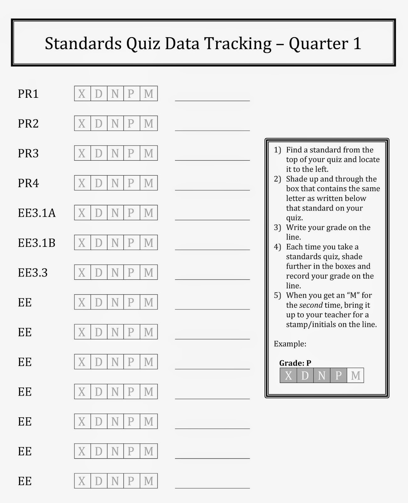 Mission Math Standards Quiz & Data Tracking