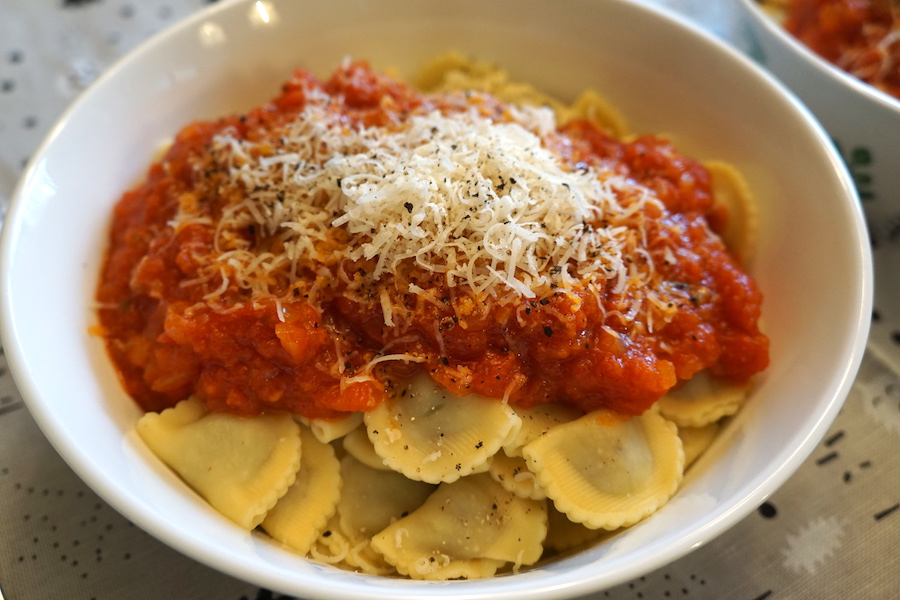 La Piana's Mezzaluna Pasta with Basil Pesto Filling