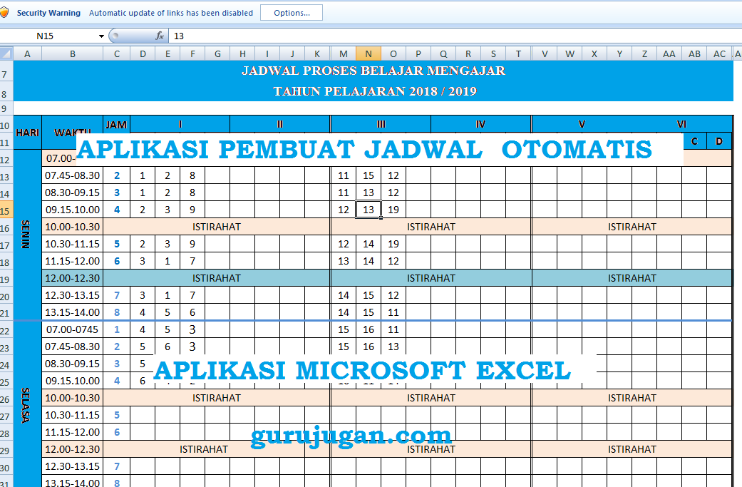 Cara Membuat Jadwal Pelajaran Tanpa Bentrok Memakai Aplikasi Microsoft Excel  Semua Jenjang - azafah78