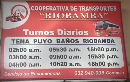 Cooperativa de Transportes Riobamba en la ciudad de Tena