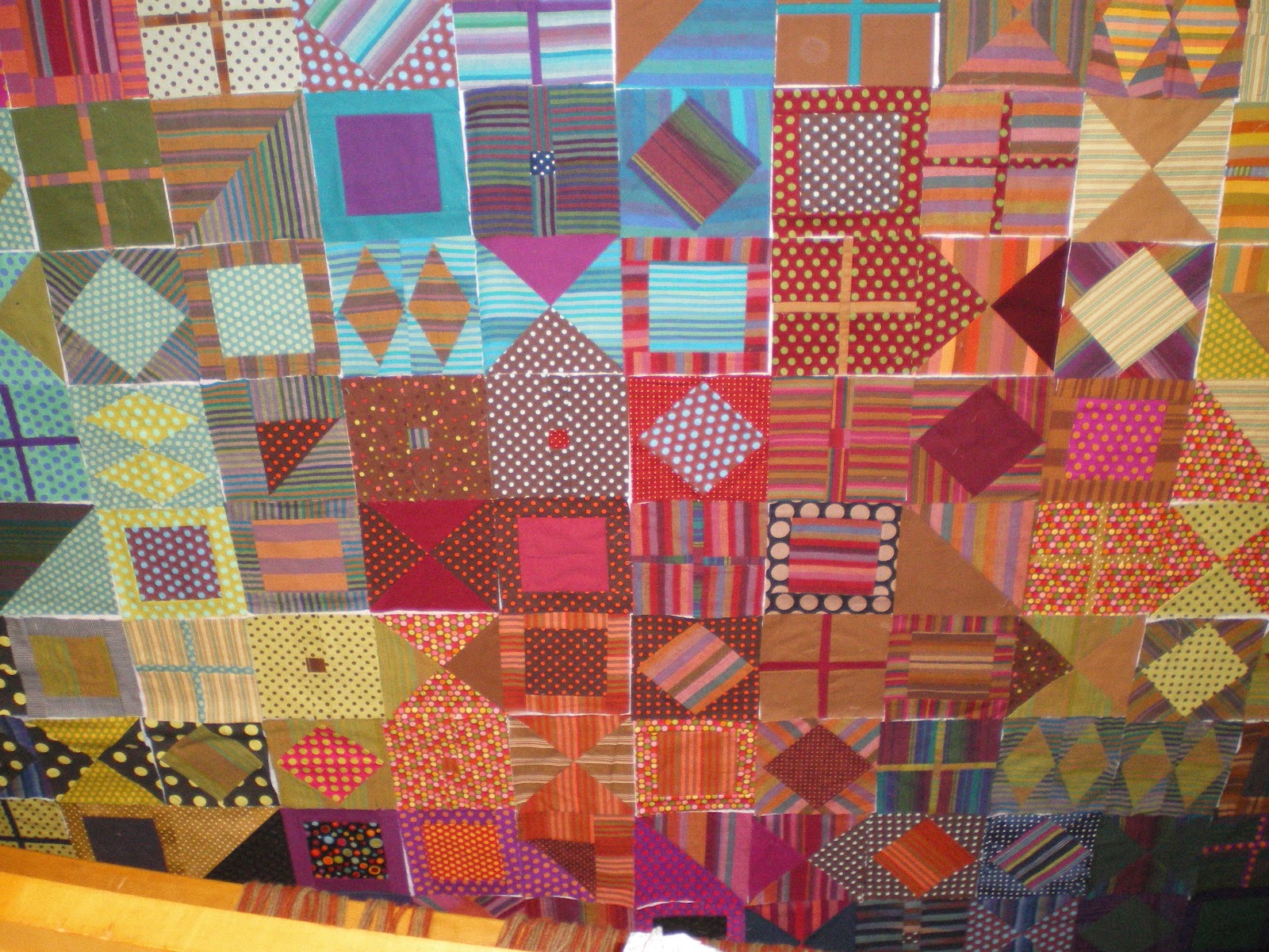 Quilt Designs by Candace Arranging the Let's Polka Quilt