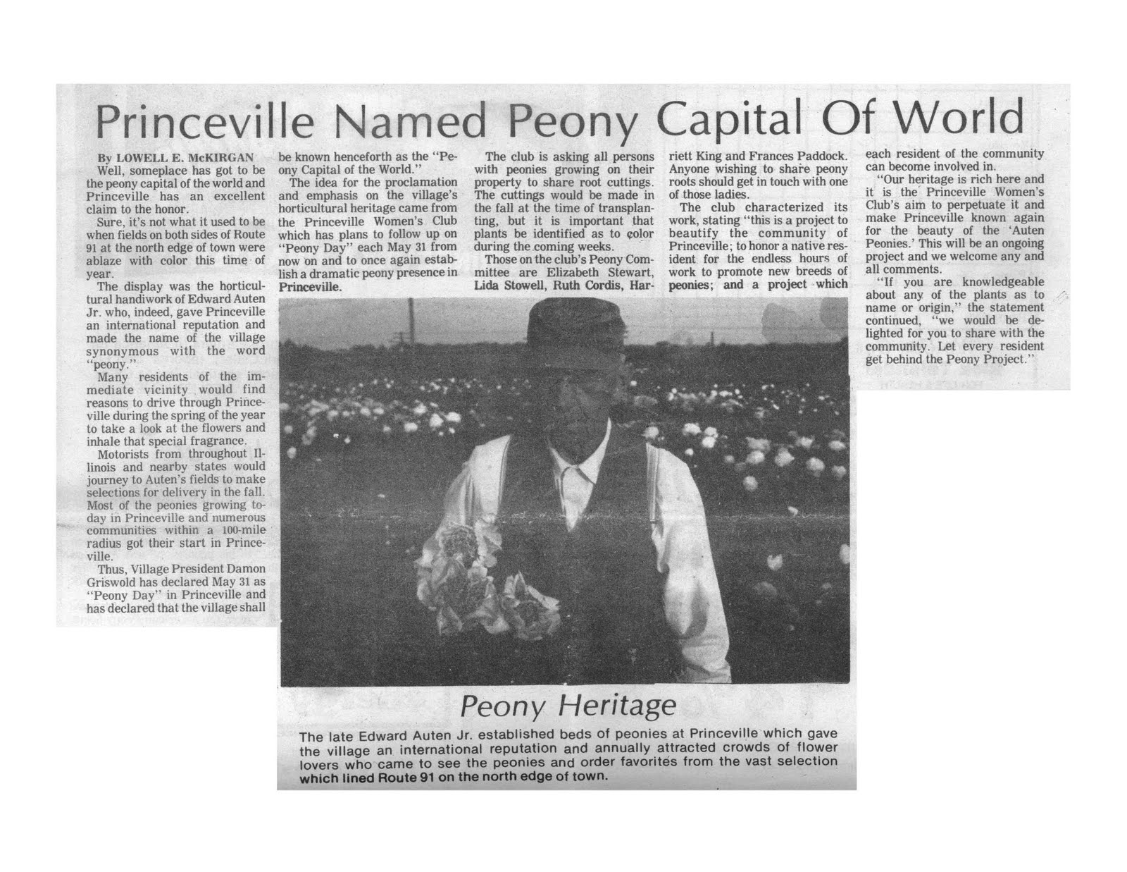 Princeville Heritage Museum May 31 is Peony Day in Princeville