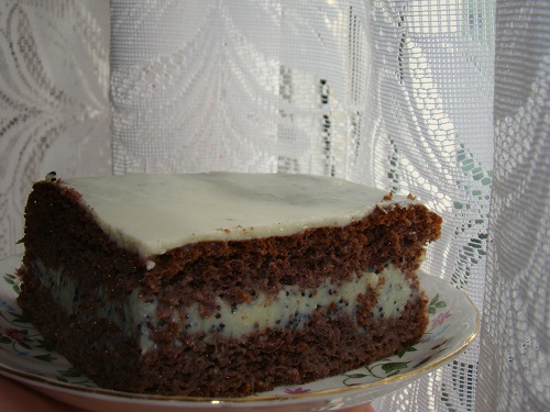 Prajitura de cacao cu budinca de mac