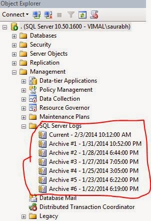 SQL/NoSQL Public Diary: How To Recycle Error Log in SQL Server