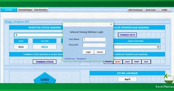 Aplikasi Excel Stock Persediaan dan Permintaan Barang Gudang - ExcelManiacs