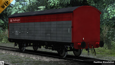 Fastline Simulation: Even though the COV ABs were the first mass produced long wheelbase van and constantly improved upon in later builds, they were still repainted into the Railfreight flame red and grey livery.