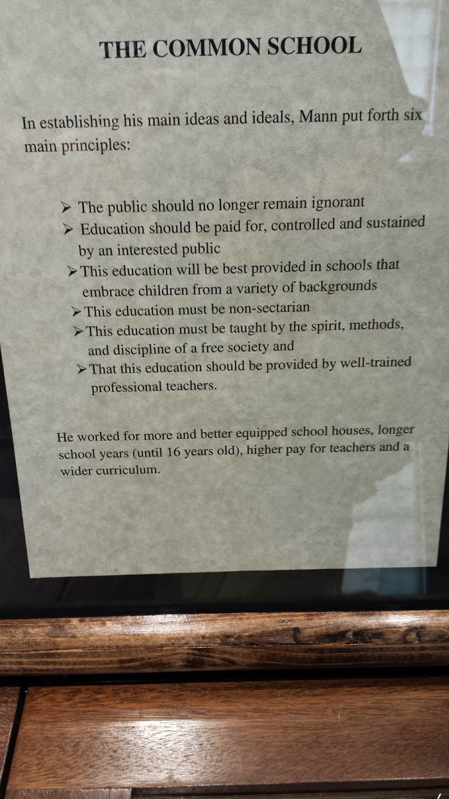 Horace Mann - principles of the 'Common School'