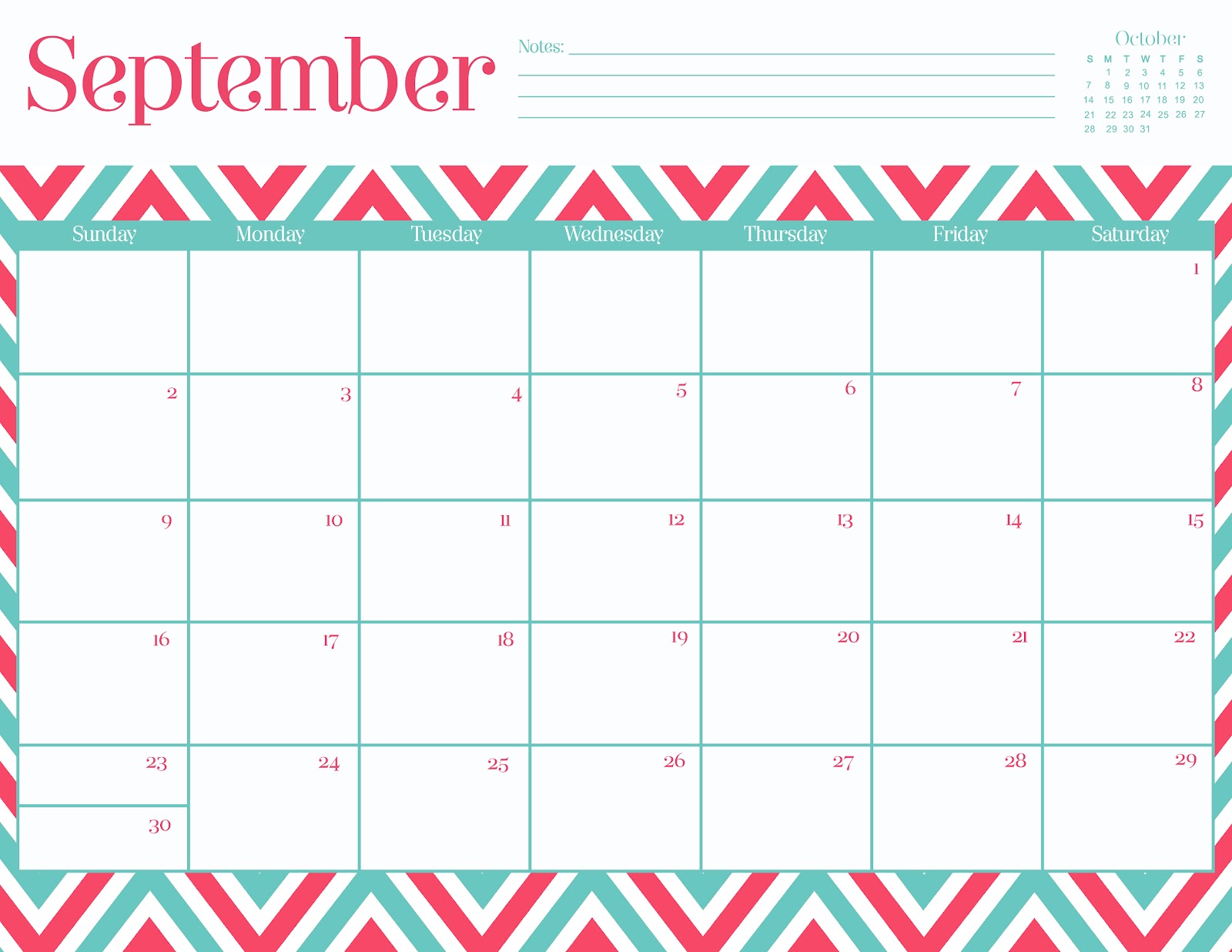 September Free Printable Calendar