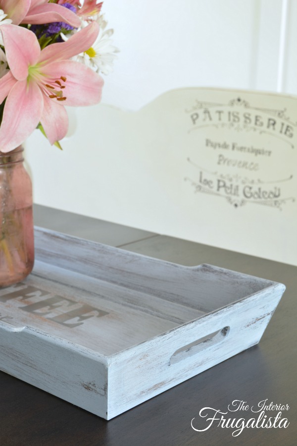 Chalk painted wooden tray 