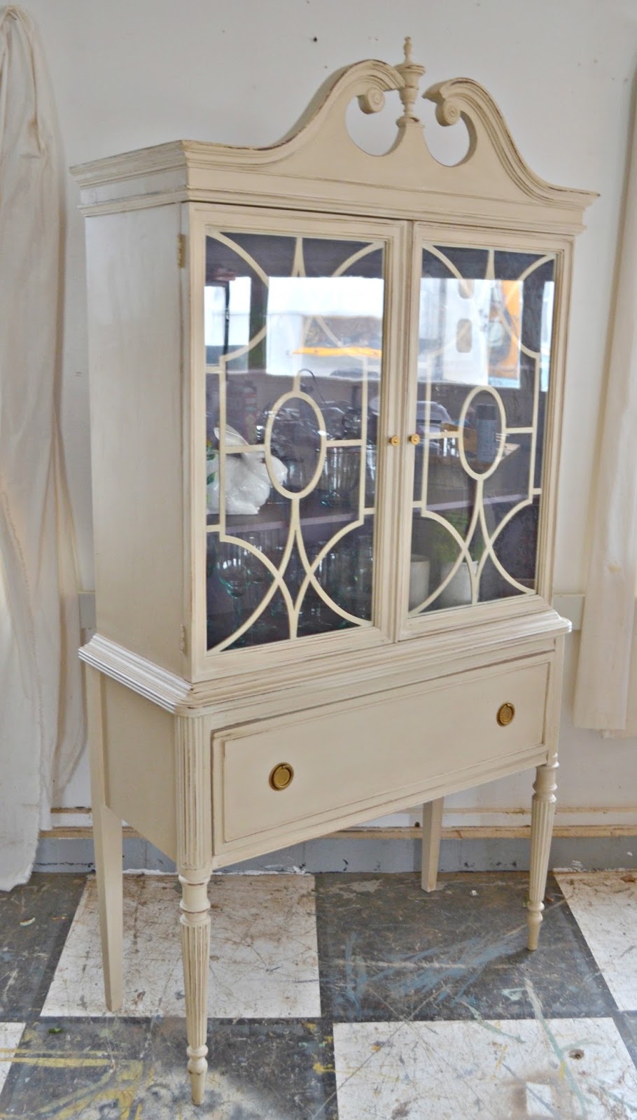 Heir and Space A Mahogany China Hutch in Cream an Amethyst