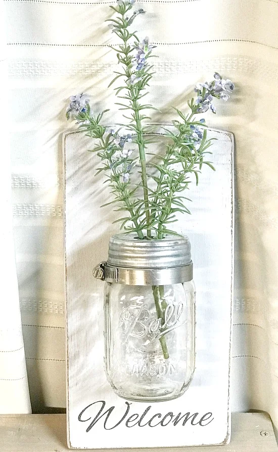Mason Jar wall vase DIY from thrift store finds
