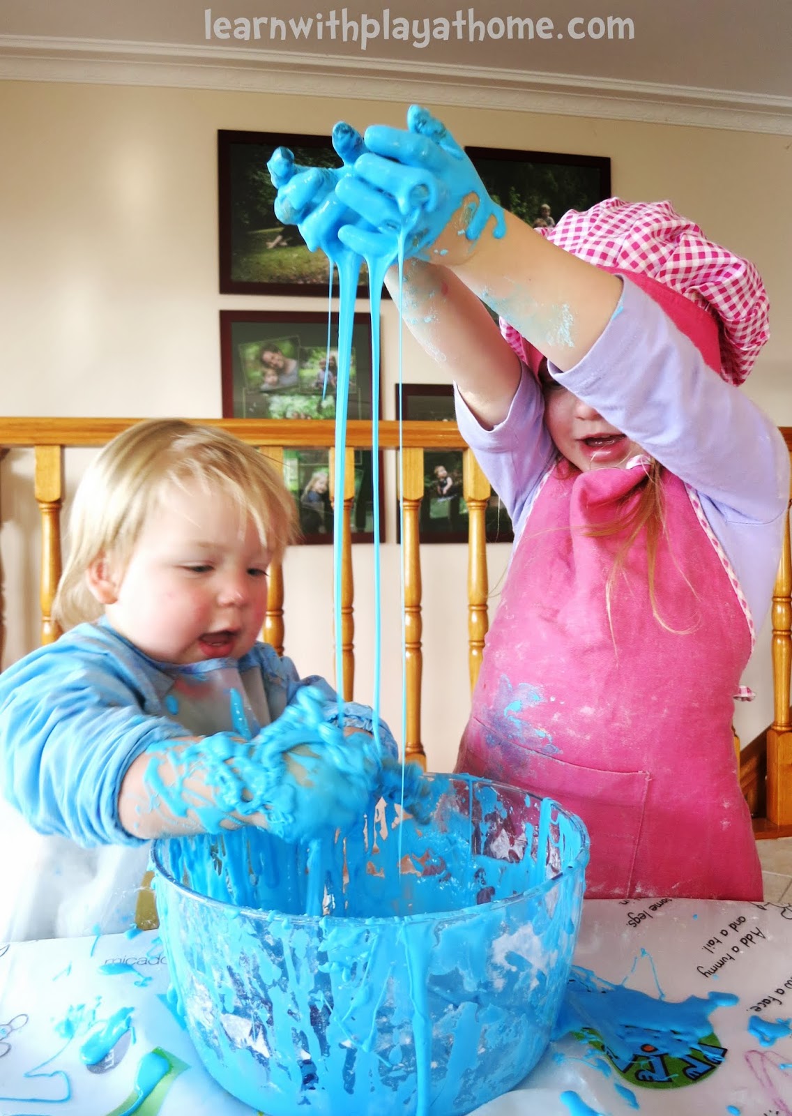 Learn with Play at Home Cornflour Slime. How to make and what not to do!