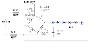 Electronics Circuit Application : SIMPLE 230V LED DRIVER Circuits