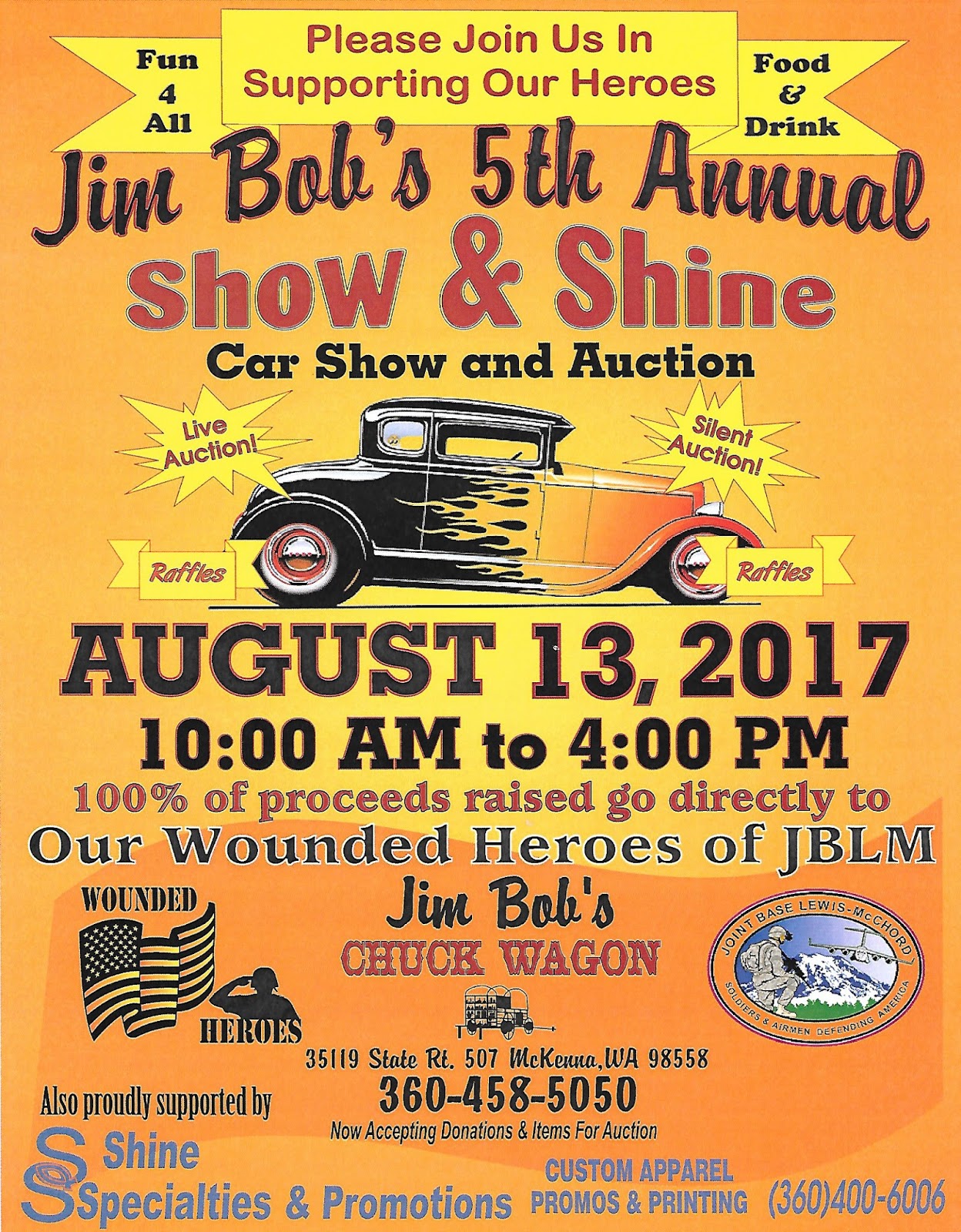 Rainier Lions Club Jim Bob's 5 Annual Show & Shine Car Show & Auction