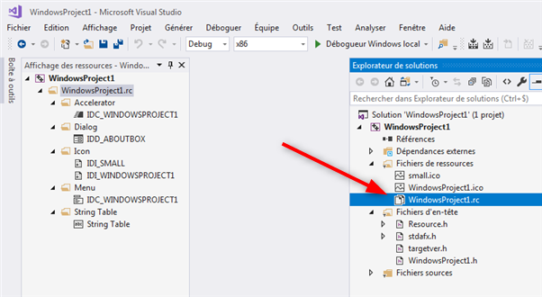 Visual C++ les ressources du projet