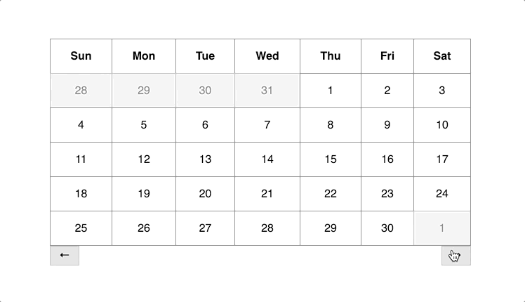 Simple vanilla js calendar
