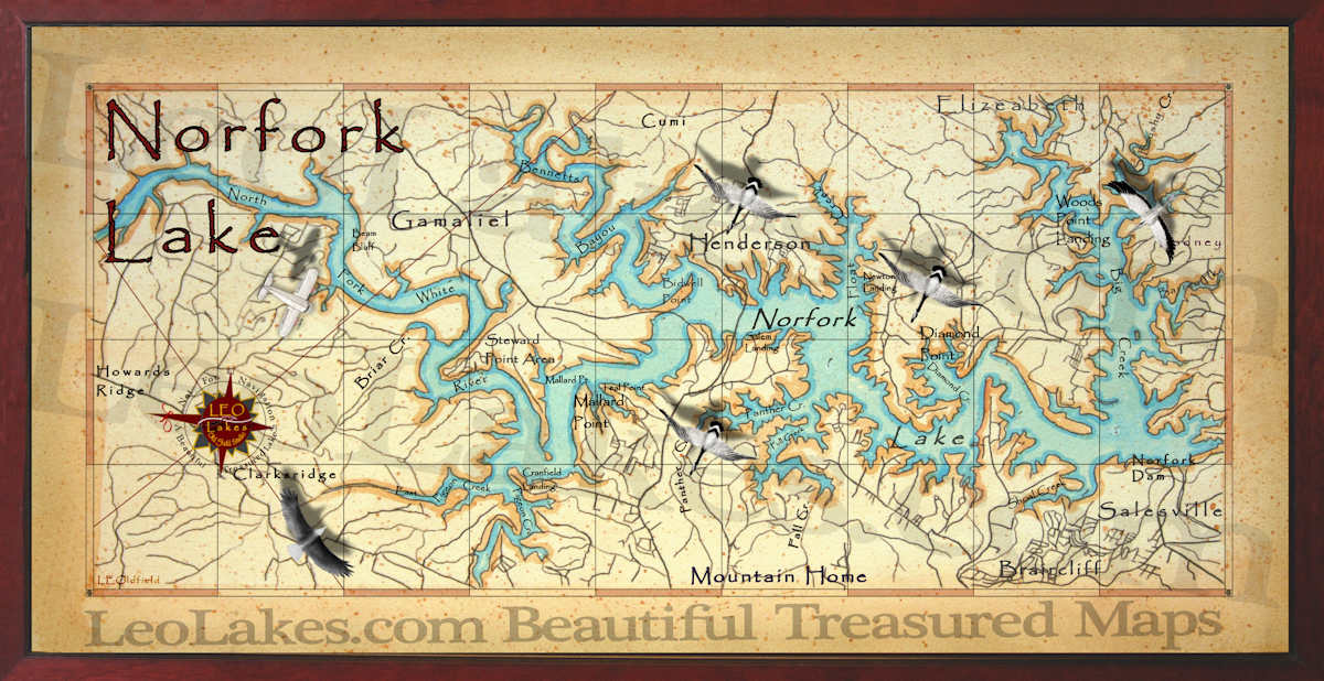 Leo Lakes Norfork Lake Map Painting
