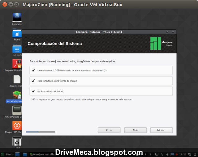 DriveMeca instalando Linux Manjaro Cinnamon paso a paso